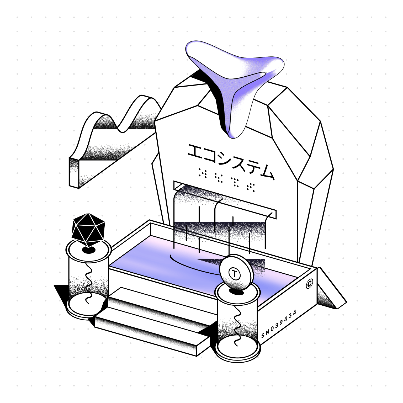 Illustration of a futuristic token kiosk